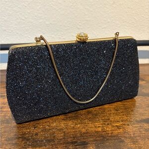 Vintage Sparkly Clutch Purse, Gold Tone Hardware, Snap Closure